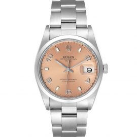 Rolex Salmon Stainless Oyster Perpetual Date 15200 Men's Wristwatch 34 MM