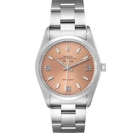 Rolex Salmon Stainless Steel Air King 14000 Men's Wristwatch 34 MM