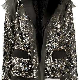 Sacai sequinned organdy deconstructed jacket - Black