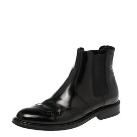 Saint Laurent Black Leather Army Chelsea Ankle Boots Size 38