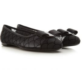 Salvatore Ferragamo Ballet Flats Ballerina Shoes for Women, Black, polyester, 2021, 2.5 3 3.5 4