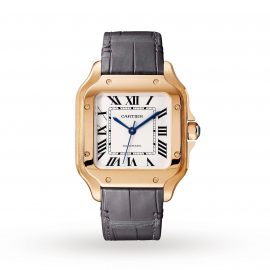 Santos De Cartier Watch Medium Model, Automatic Movement, Rose Gold, 2 Interchangeable Leather Bracelets