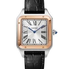 Santos Dumont de Cartier Extra-Large 18K Rose Gold, Stainless Steel & Black Alligator-Strap Watch