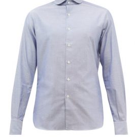 Sébline - Chemise De Garçon Round-collar Cotton-oxford Shirt - Mens - Blue