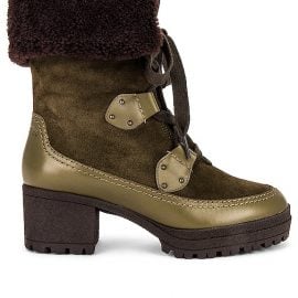 See By Chloe Verena Shearling Lined Boot in Olive. Size 36, 37, 38.