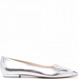 Sophia Webster embroidered butterfly ballerina flats - Silver