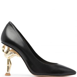 Sophia Webster swan-heel leather pumps - Black