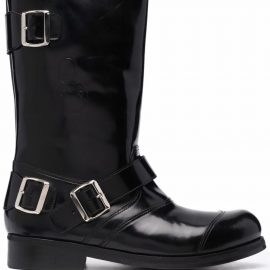 Stefan Cooke Biker buckle-detail mid-calf boots - Black