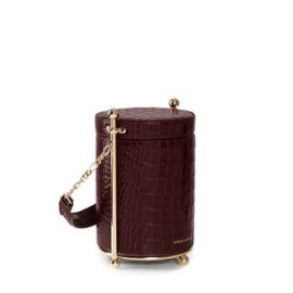 Strathberry - Biscuit Bag - Top Handle Leather Clutch - Burgundy