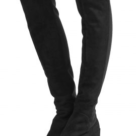 Stuart Weitzman Women's Halftime Stretch-Crepe Black Suede Over-The-Knee Boot - Atterley