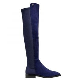 Stuart Weitzman Women's Keelan Dark Blue Suede With Logo Over The Knee Boots (38.5 EU / 8 B US) - Atterley
