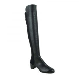 Stuart Weitzman Women's Mid Black Nappa Leather With Elastic Back Heel Knee Boot - Atterley