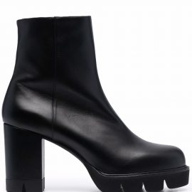 Stuart Weitzman high-heeled leather ankle boots - Black