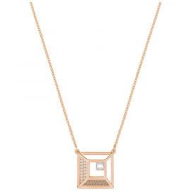 Swarovski Rose Gold White And Grey Crystal Hillock Square Necklace D