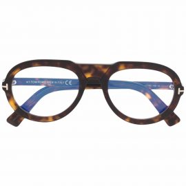 TOM FORD Eyewear tortoiseshell-effect aviator-frame sunglasses - Brown