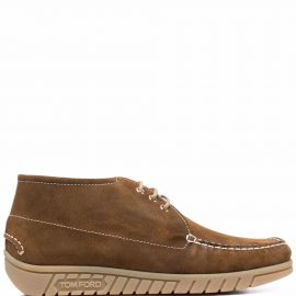 TOM FORD contrasting suede boat shoes - Brown