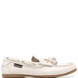 TOM FORD pebbled tassel almond-toe boat shoes - Neutrals
