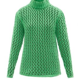 The Elder Statesman - Eyelet Cashmere Roll-neck Sweater - Womens - Green