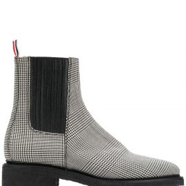 Thom Browne Chelsea boots with covered elastic & crepe sole in engineered 4 bar pow heavy wool - Black