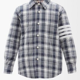 Thom Browne - Padded Brushed Checked-cotton Overshirt - Mens - Navy