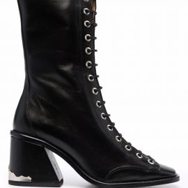 Toga Pulla block heel lace-up boots - Black