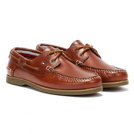 Tommy Hilfiger Classic Leather Boat Mens Brown Shoes - Atterley