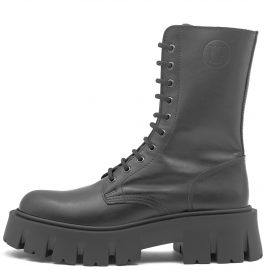 UNLACE THICK FOG BLACK CHUNKY BOOTS - Atterley