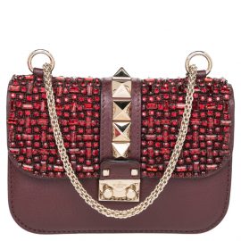 Valentino Brown Leather Mini Glam Lock Shoulder Bag
