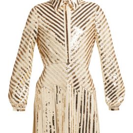 Valentino - Chevron-sequinned Mini Dress - Womens - Gold Multi