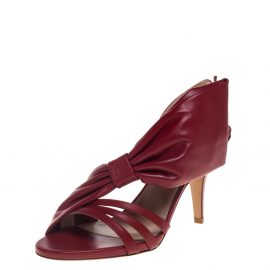 Valentino Red Leather Side Bow Slingback Sandals Size 38.5