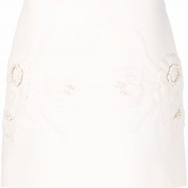Valentino floral-embroidered mini skirt - Neutrals