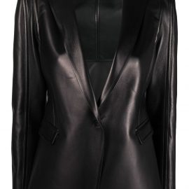 Valentino single-breasted leather blazer - Black