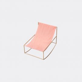Valerie_objects Seating - 'Rocking Chair', brass and pink in Pink Brass+Textile