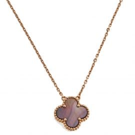 Van Cleef & Arpels Vintage Alhambra Black Mother of Pearl 18K Rose Gold Pendant Necklace