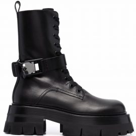 Versace 60mm leather combat boots - Black