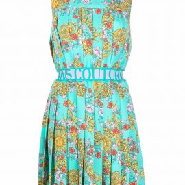 Versace Jeans Couture Sunflower print crepe mini dress - Green