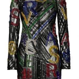 Versace Pre-Owned sequinned logo lettering mini dress - Black