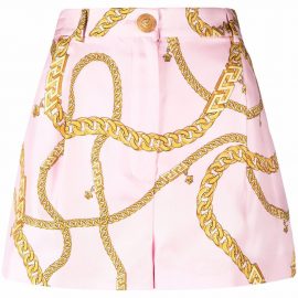 Versace chain-print high-waisted shorts - Pink