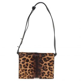 Victoria Beckham Brown/Black Leopard Print Calf Hair and Leather Mini Shoulder Bag