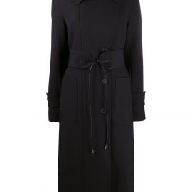Victoria Beckham tie-waist single breasted trench coat - Black