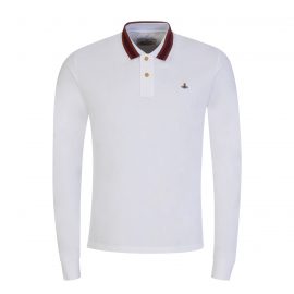 Vivienne Westwood White Long-Sleeve Classic Stripe Collar Polo Shirt - Size M
