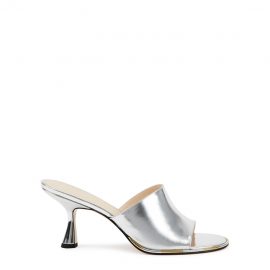 Wandler Agnes 75 Silver Leather Mules