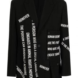 Yohji Yamamoto slogan-print wool blazer - Black