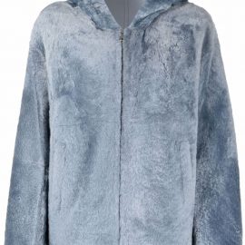 Yves Salomon hooded shearling jacket - Blue