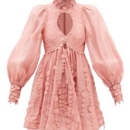 Zimmermann - Concert Disc-embellished Linen-blend Batiste Dress - Womens - Pink