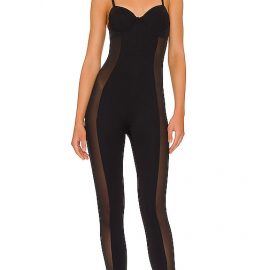 fleur du mal Jersey and Mesh Catsuit in Black. Size M, S.