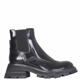 Alexander McQueen Black Tread Heeled Cheslea Boots Size IT 36
