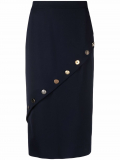Alexander McQueen asymmetric button-detail midi skirt – Blue