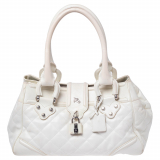 Burberry White Quilted Leather Manor Satchel Bag
