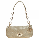 Dior Metallic Beige Cannage Quilted Leather Rendezvous Shoulder Bag